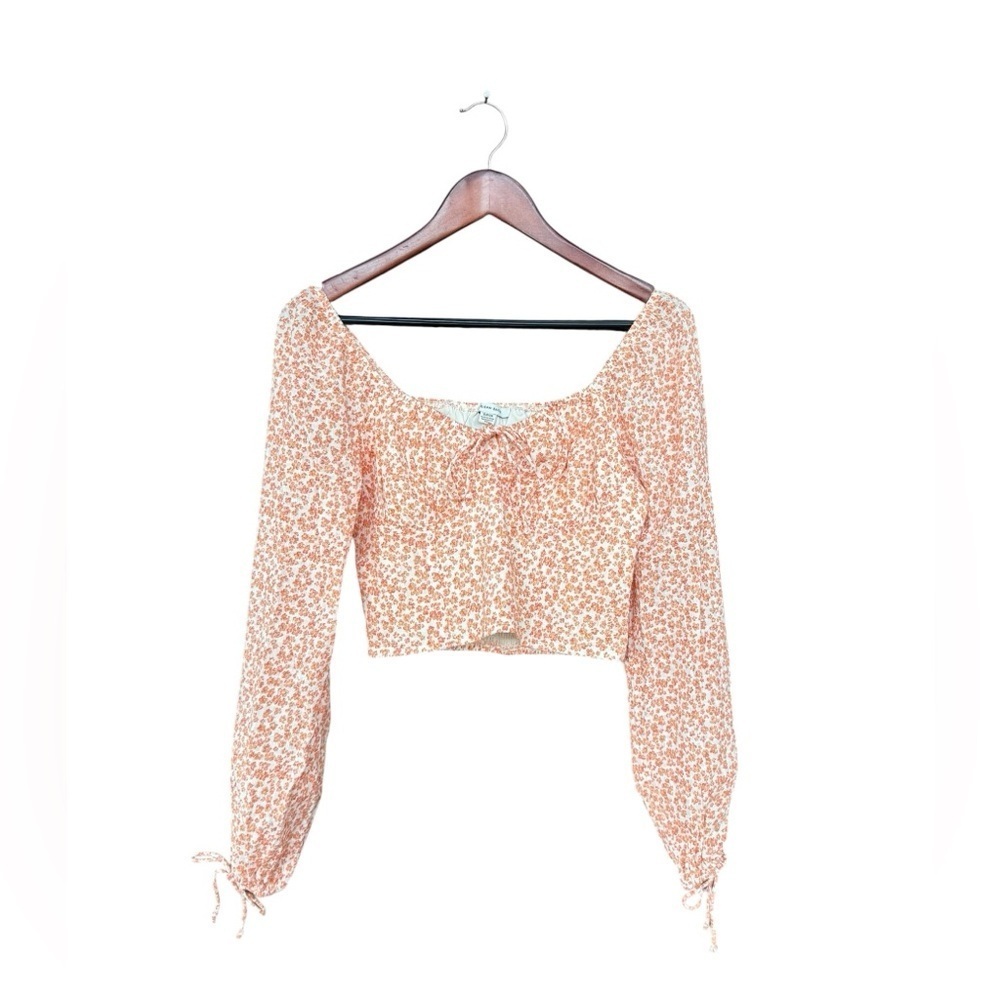American Eagle Ditsy Orange Floral Corset Crop Top Small Preppy Fairy Bohemian